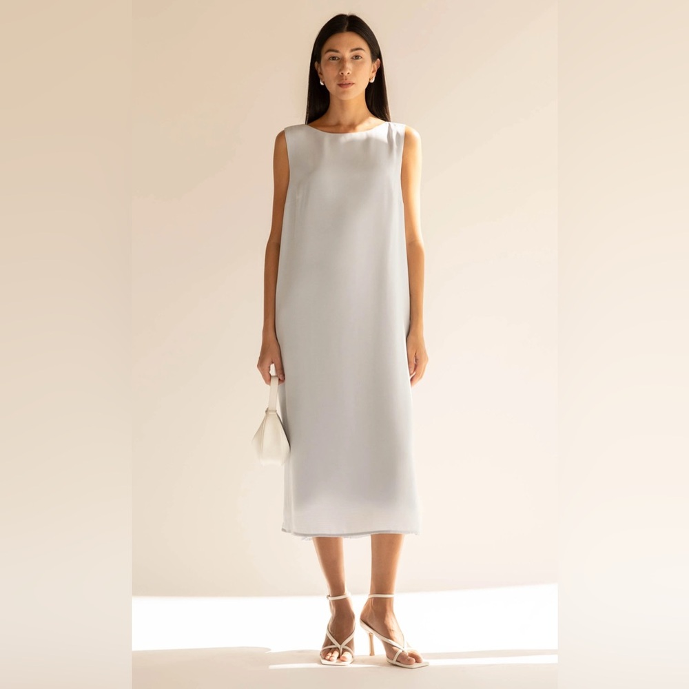 Oak + Fort Tan Beige Sleeveless Midi Dress